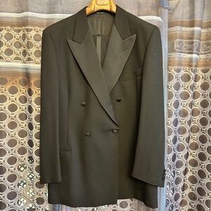 Emporio Armani Men's Black Smoking Double Breasted Tuxedo Suit